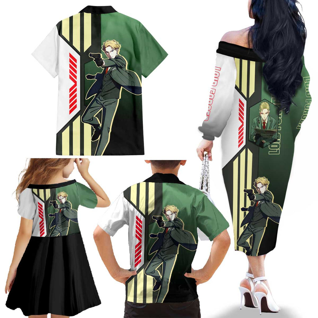 Loid Forger from Spy x Family Family Matching Off The Shoulder Long Sleeve Dress and Hawaiian Shirt with Cool Posing and Character Design - The Mazicc