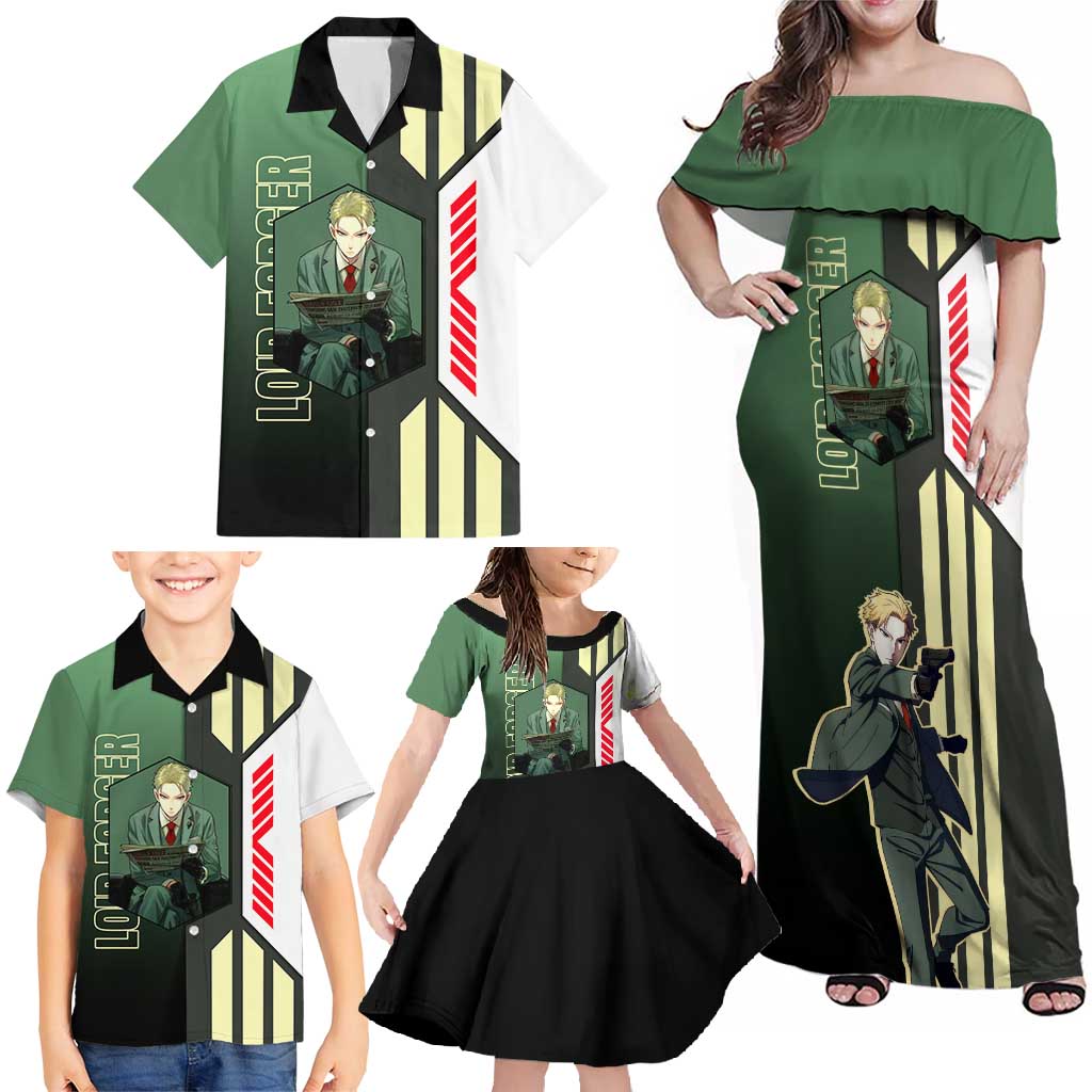 Loid Forger from Spy x Family Family Matching Off Shoulder Maxi Dress and Hawaiian Shirt with Cool Posing and Character Design - The Mazicc