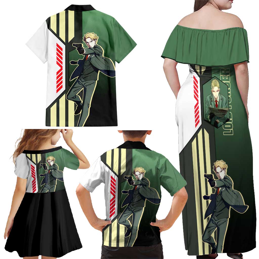 Loid Forger from Spy x Family Family Matching Off Shoulder Maxi Dress and Hawaiian Shirt with Cool Posing and Character Design - The Mazicc