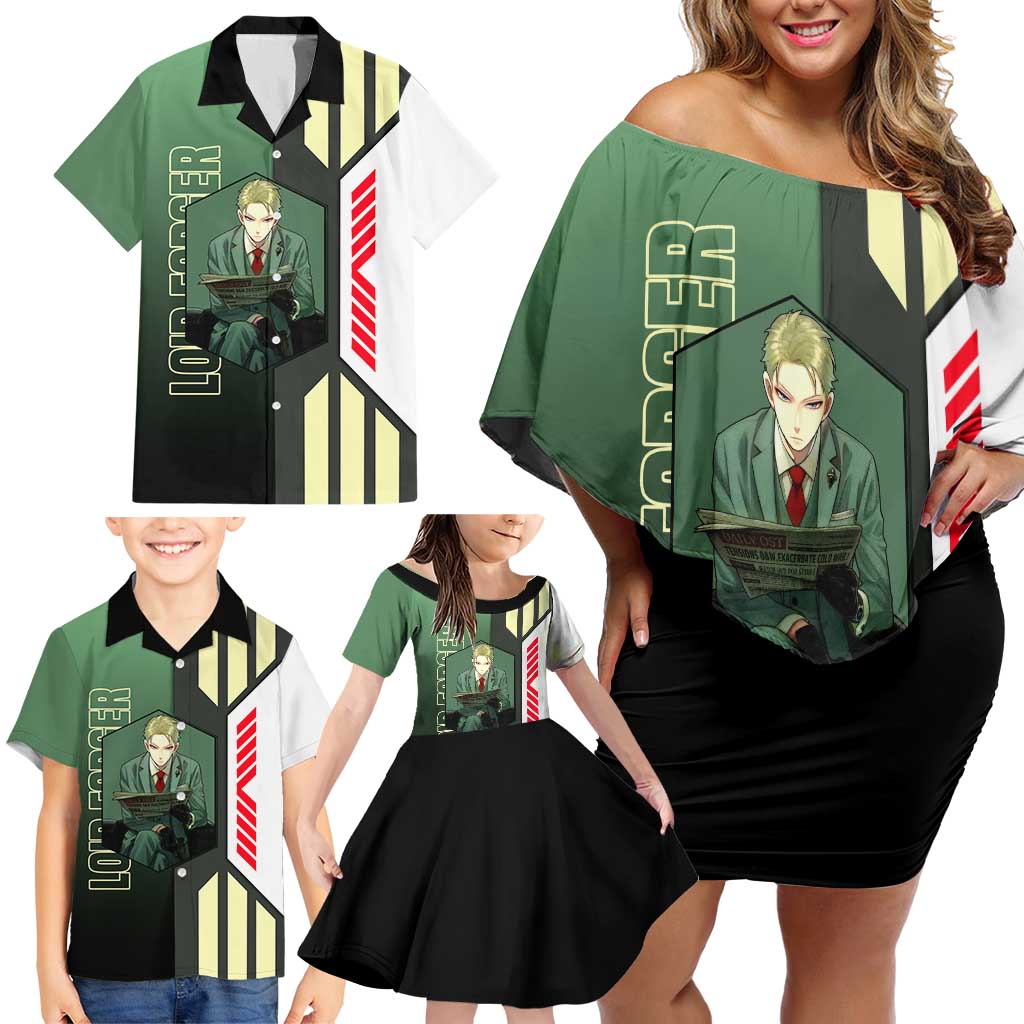 Loid Forger from Spy x Family Family Matching Off Shoulder Short Dress and Hawaiian Shirt with Cool Posing and Character Design - The Mazicc