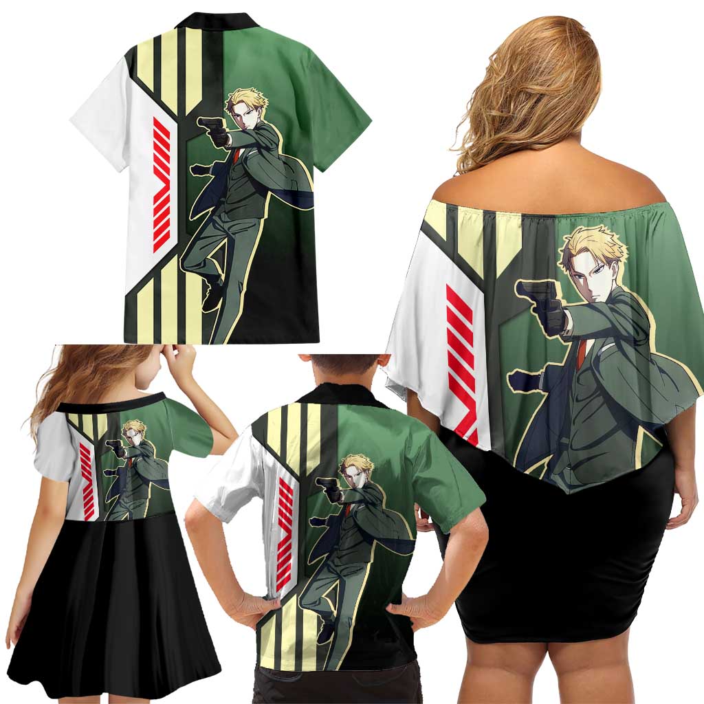 Loid Forger from Spy x Family Family Matching Off Shoulder Short Dress and Hawaiian Shirt with Cool Posing and Character Design - The Mazicc