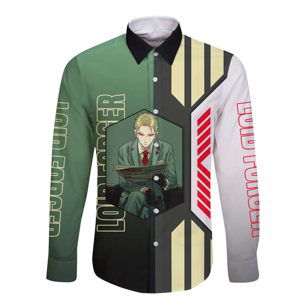 Loid Forger from Spy x Family Long Sleeve Button Shirt with Cool Posing and Character Design - The Mazicc