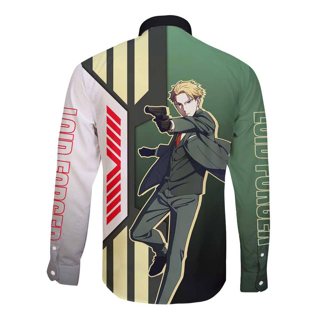Loid Forger from Spy x Family Long Sleeve Button Shirt with Cool Posing and Character Design - The Mazicc