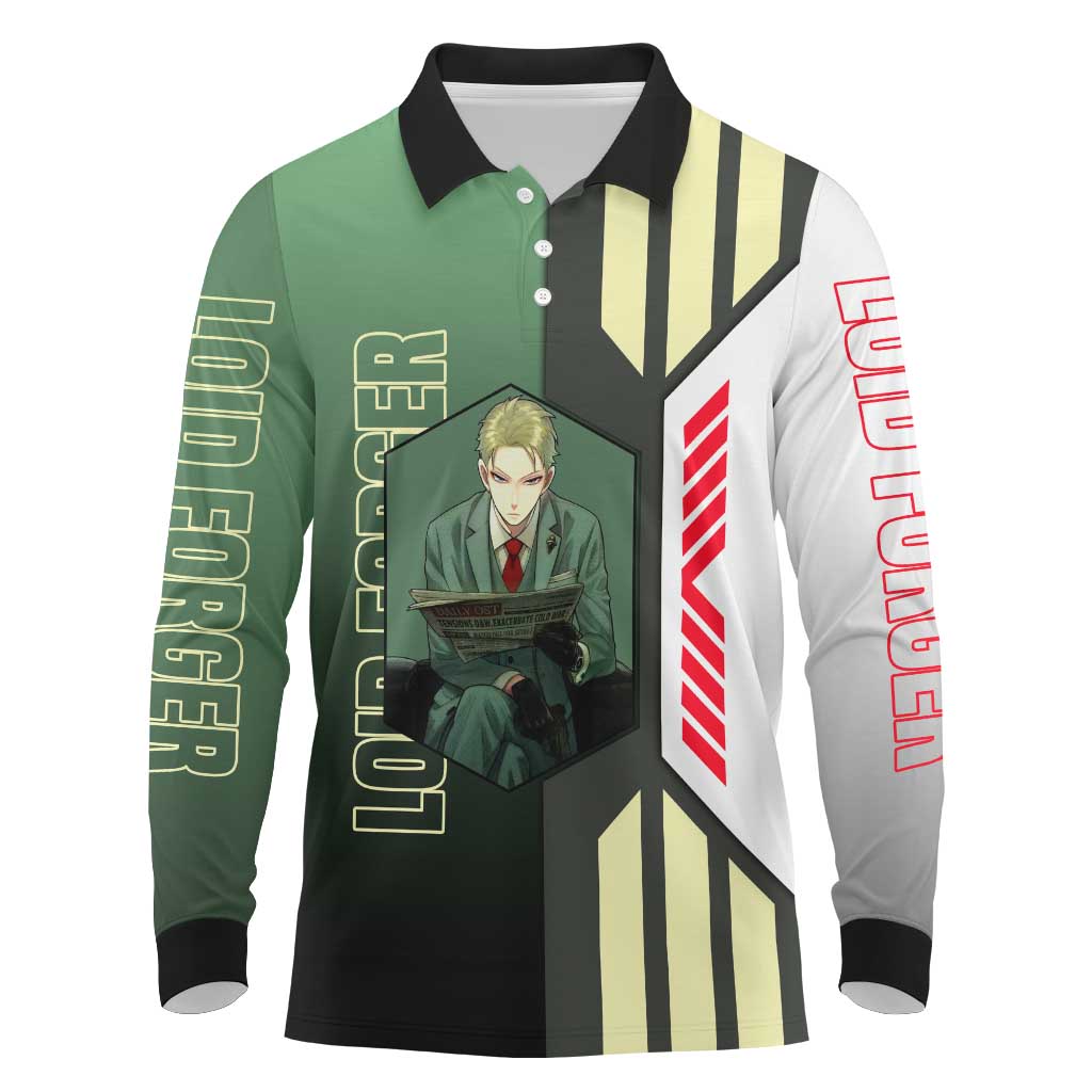 Loid Forger from Spy x Family Long Sleeve Polo Shirt with Cool Posing and Character Design - The Mazicc