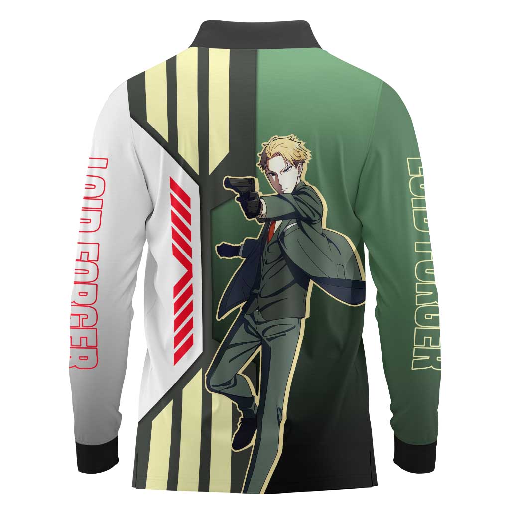 Loid Forger from Spy x Family Long Sleeve Polo Shirt with Cool Posing and Character Design - The Mazicc