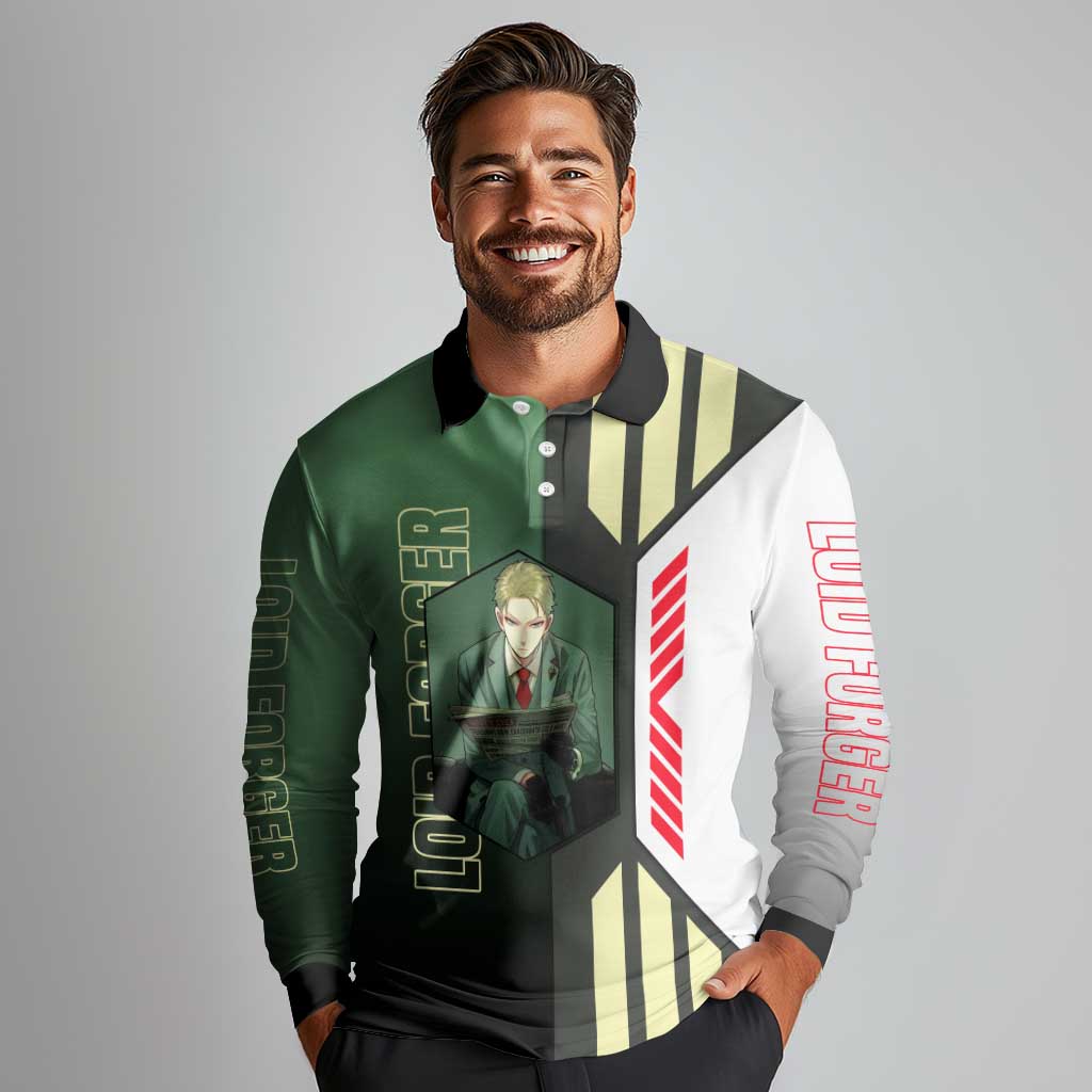 Loid Forger from Spy x Family Long Sleeve Polo Shirt with Cool Posing and Character Design - The Mazicc