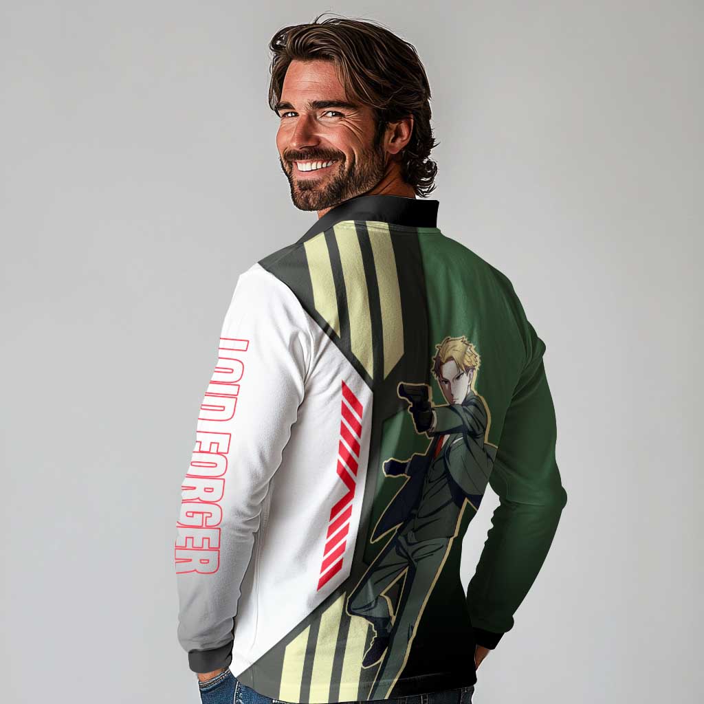 Loid Forger from Spy x Family Long Sleeve Polo Shirt with Cool Posing and Character Design - The Mazicc