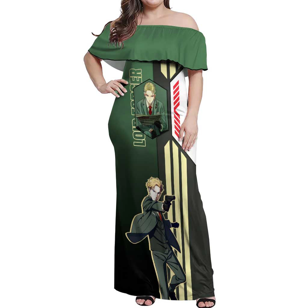 Loid Forger from Spy x Family Off Shoulder Maxi Dress with Cool Posing and Character Design - The Mazicc
