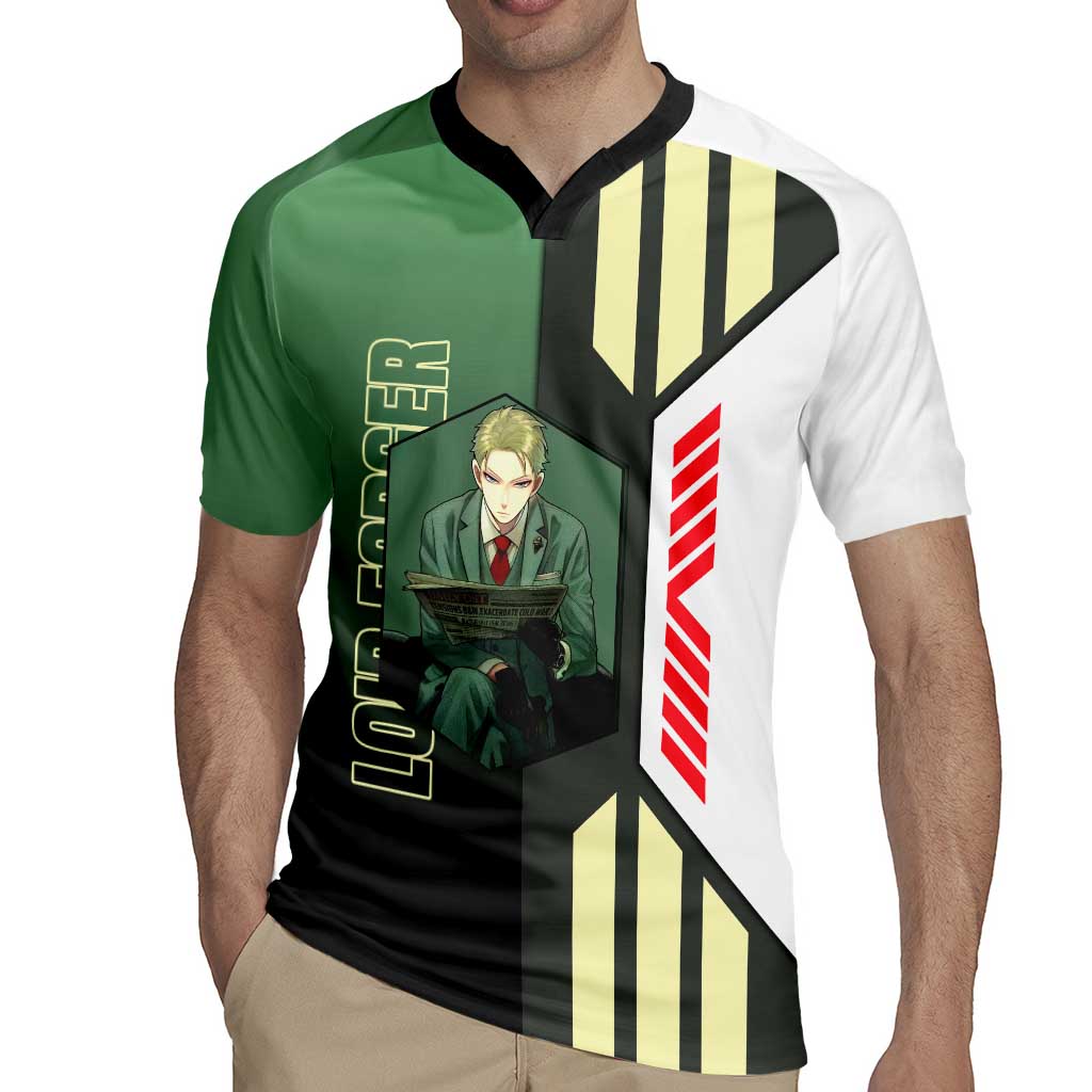 Loid Forger from Spy x Family Rugby Jersey with Cool Posing and Character Design - The Mazicc