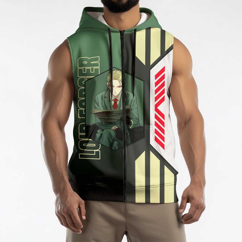 Loid Forger from Spy x Family Sleeveless Zip Hoodie with Cool Posing and Character Design - The Mazicc
