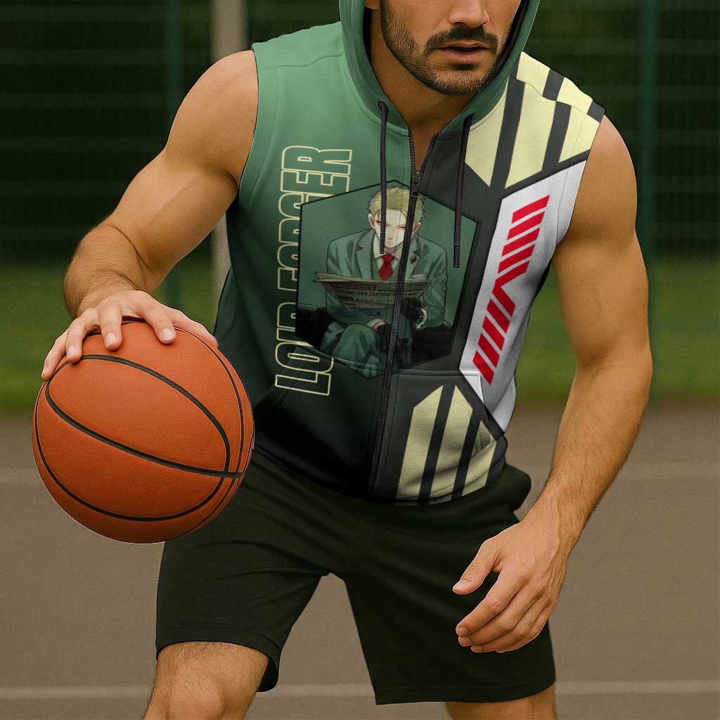 Loid Forger from Spy x Family Sleeveless Zip Hoodie with Cool Posing and Character Design - The Mazicc