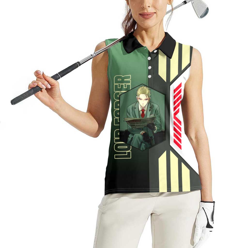 Loid Forger from Spy x Family Women Sleeveless Polo Shirt with Cool Posing and Character Design - The Mazicc