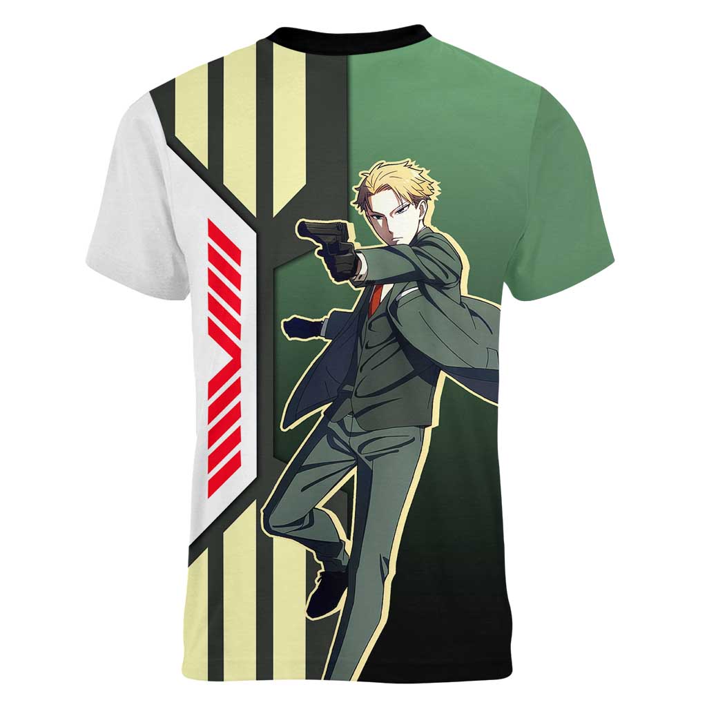 Loid Forger from Spy x Family Women V-Neck T-Shirt with Cool Posing and Character Design - The Mazicc