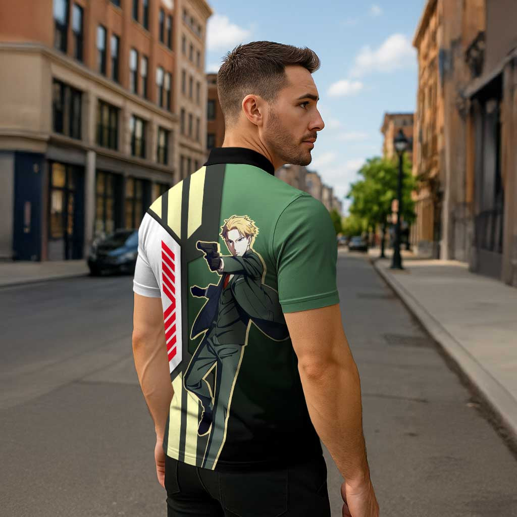 Loid Forger from Spy x Family Zipper Polo Shirt with Cool Posing and Character Design - The Mazicc