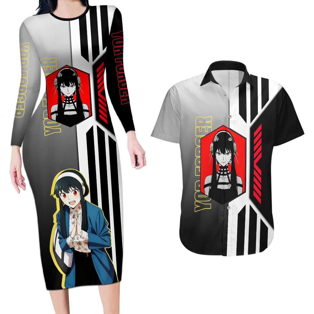 Yor Forger from Spy x Family Couples Matching Long Sleeve Bodycon Dress and Hawaiian Shirt with Cool Posing and Character Design - The Mazicc