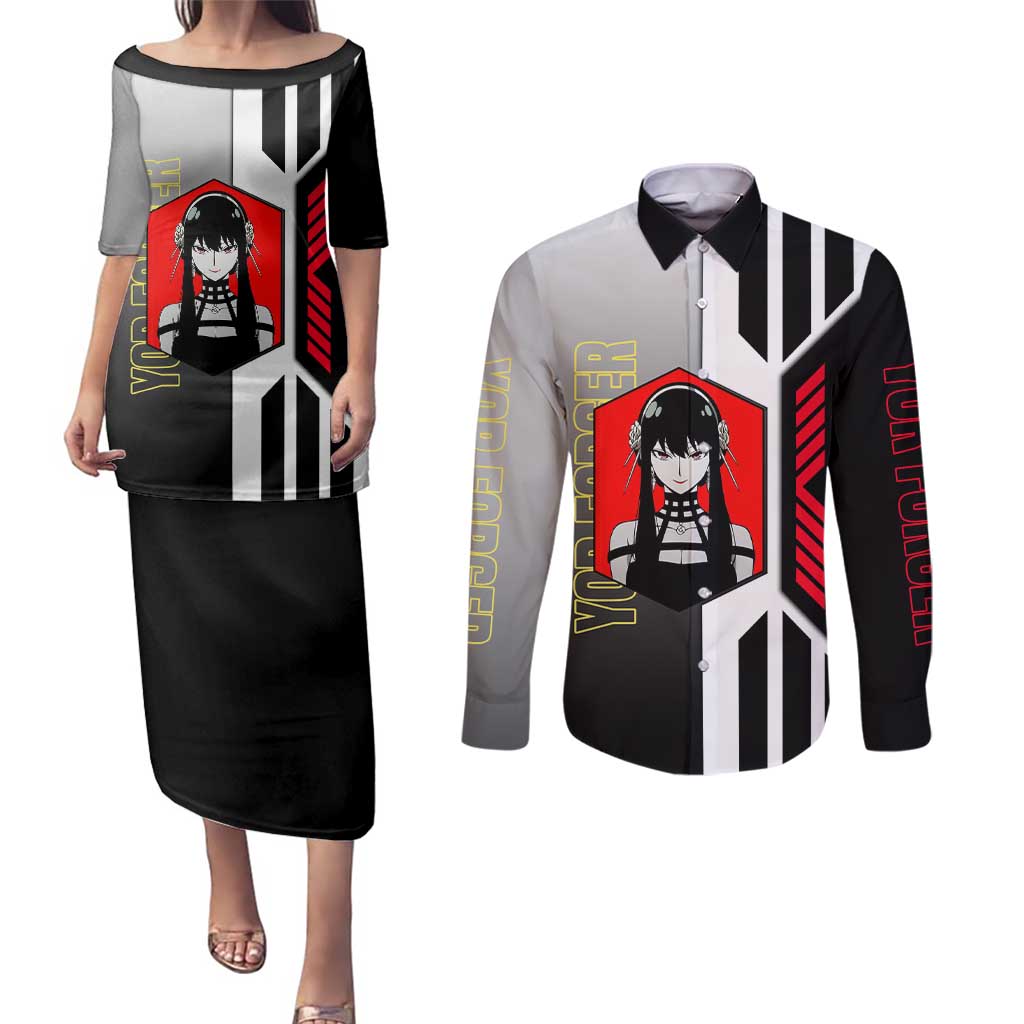 Yor Forger from Spy x Family Couples Matching Puletasi and Long Sleeve Button Shirt with Cool Posing and Character Design - The Mazicc