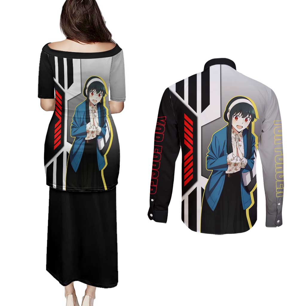 Yor Forger from Spy x Family Couples Matching Puletasi and Long Sleeve Button Shirt with Cool Posing and Character Design - The Mazicc