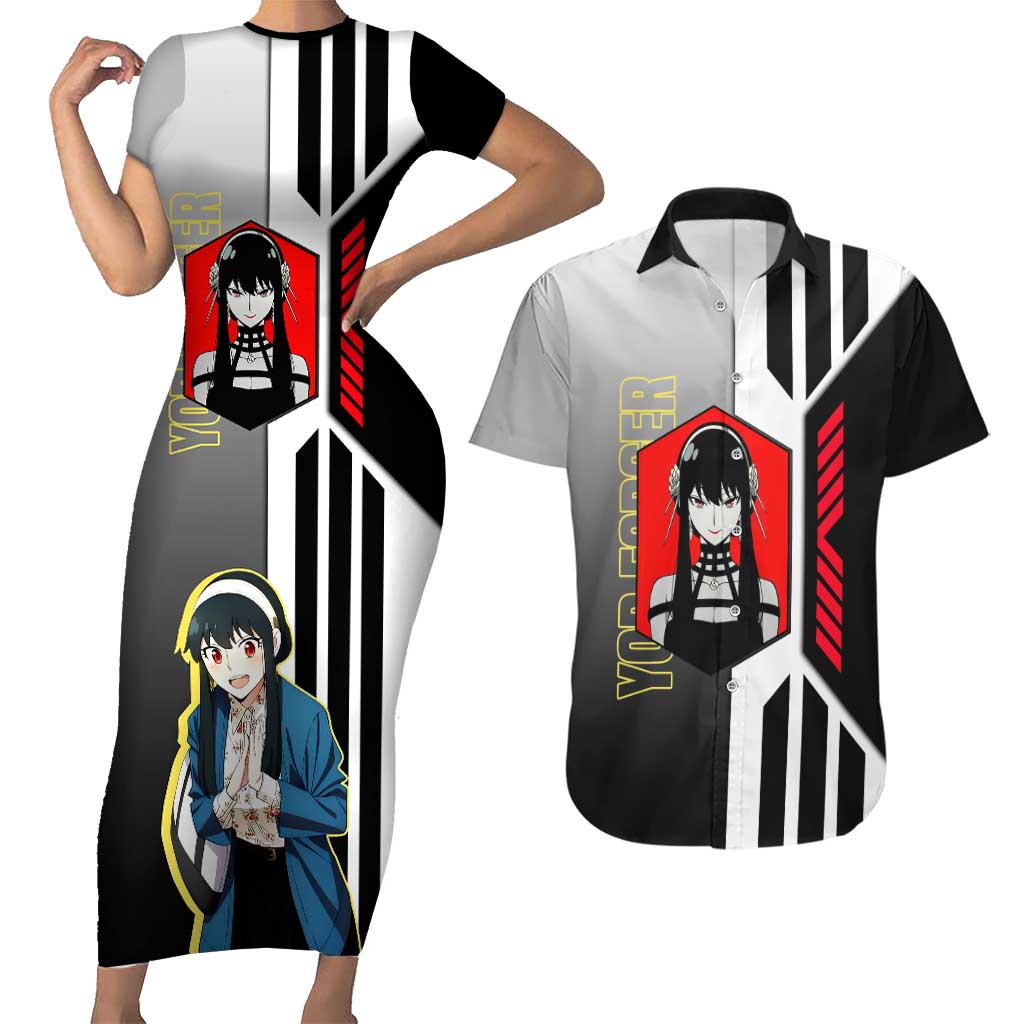 Yor Forger from Spy x Family Couples Matching Short Sleeve Bodycon Dress and Hawaiian Shirt with Cool Posing and Character Design - The Mazicc