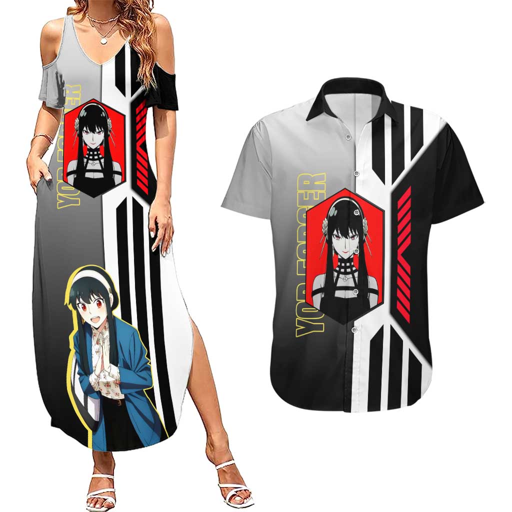 Yor Forger from Spy x Family Couples Matching Summer Maxi Dress and Hawaiian Shirt with Cool Posing and Character Design - The Mazicc