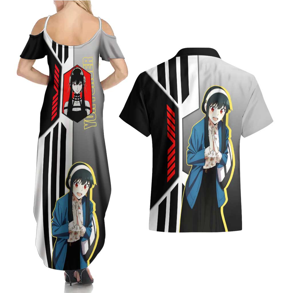 Yor Forger from Spy x Family Couples Matching Summer Maxi Dress and Hawaiian Shirt with Cool Posing and Character Design - The Mazicc
