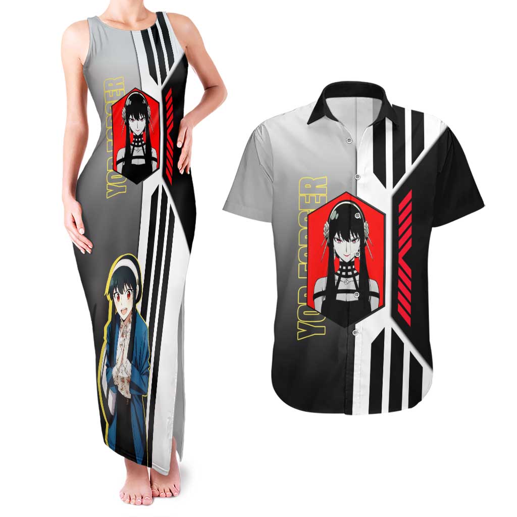 Yor Forger from Spy x Family Couples Matching Tank Maxi Dress and Hawaiian Shirt with Cool Posing and Character Design - The Mazicc