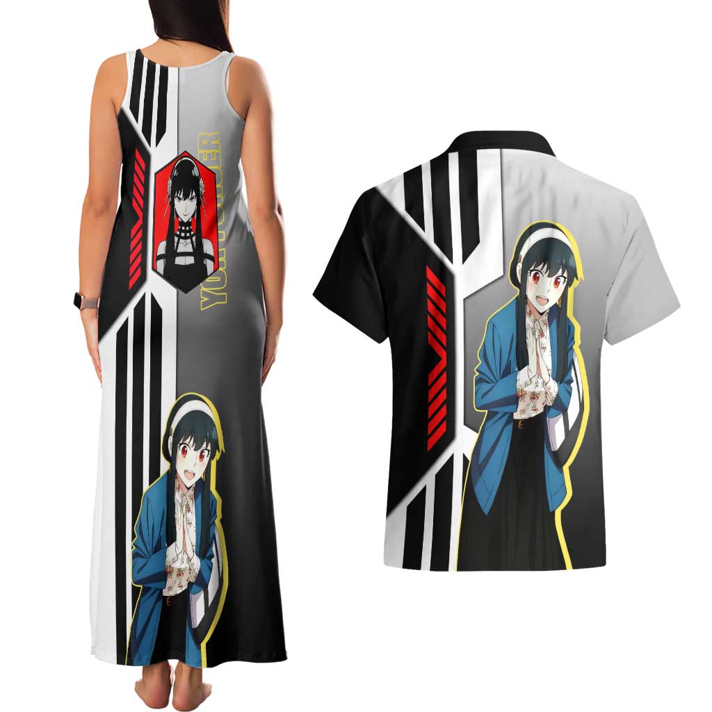 Yor Forger from Spy x Family Couples Matching Tank Maxi Dress and Hawaiian Shirt with Cool Posing and Character Design - The Mazicc