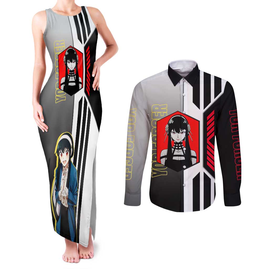 Yor Forger from Spy x Family Couples Matching Tank Maxi Dress and Long Sleeve Button Shirt with Cool Posing and Character Design - The Mazicc
