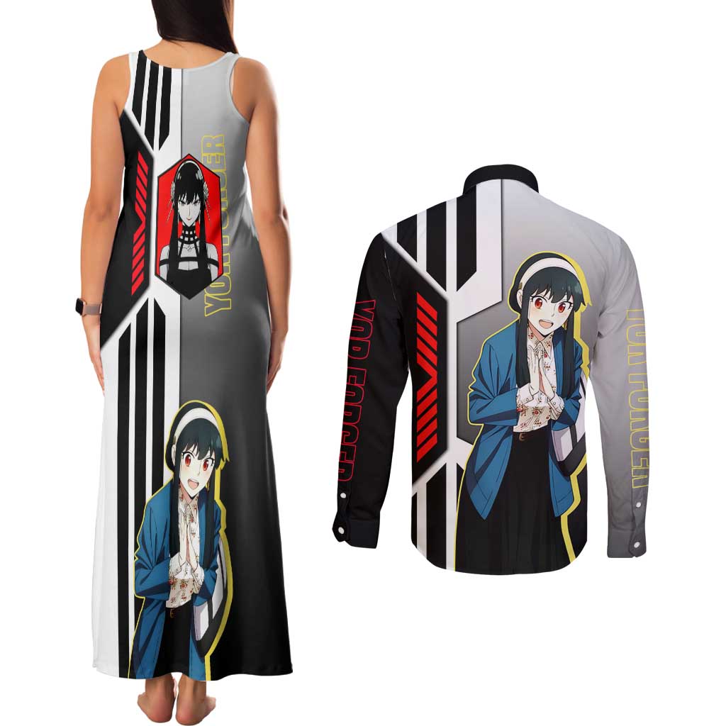 Yor Forger from Spy x Family Couples Matching Tank Maxi Dress and Long Sleeve Button Shirt with Cool Posing and Character Design - The Mazicc