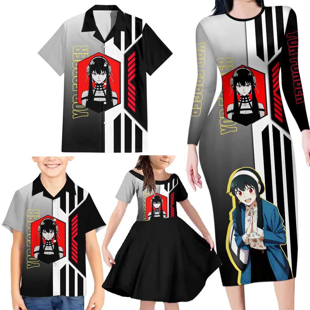 Yor Forger from Spy x Family Family Matching Long Sleeve Bodycon Dress and Hawaiian Shirt with Cool Posing and Character Design - The Mazicc