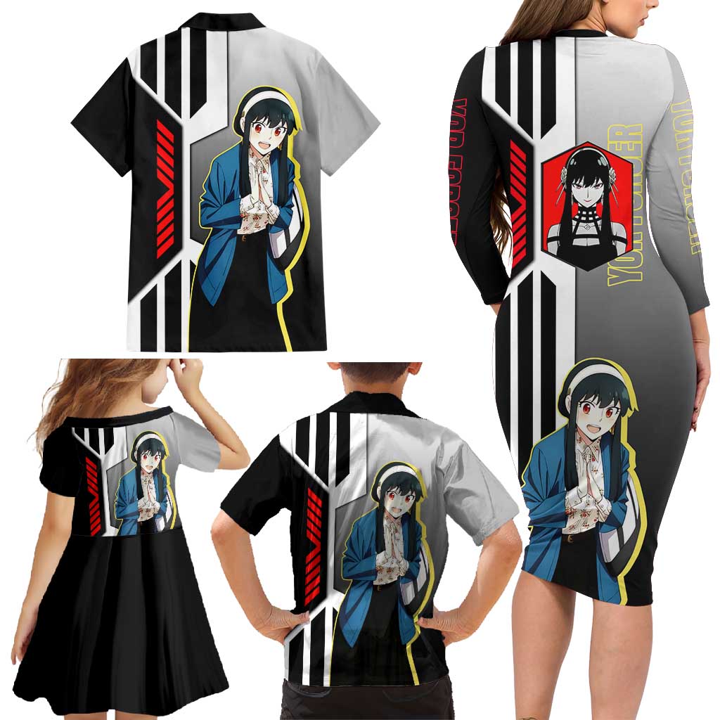Yor Forger from Spy x Family Family Matching Long Sleeve Bodycon Dress and Hawaiian Shirt with Cool Posing and Character Design - The Mazicc
