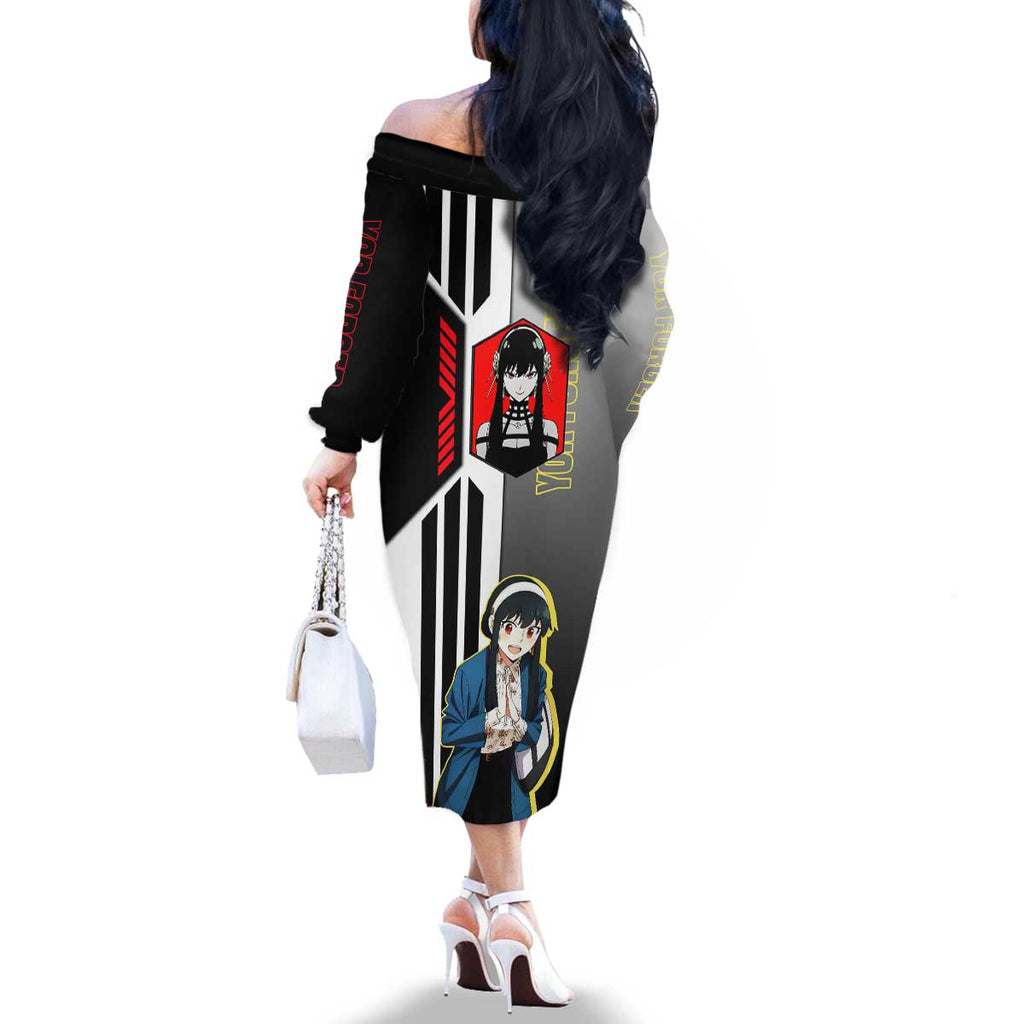 Yor Forger from Spy x Family Family Matching Off The Shoulder Long Sleeve Dress and Hawaiian Shirt with Cool Posing and Character Design - The Mazicc