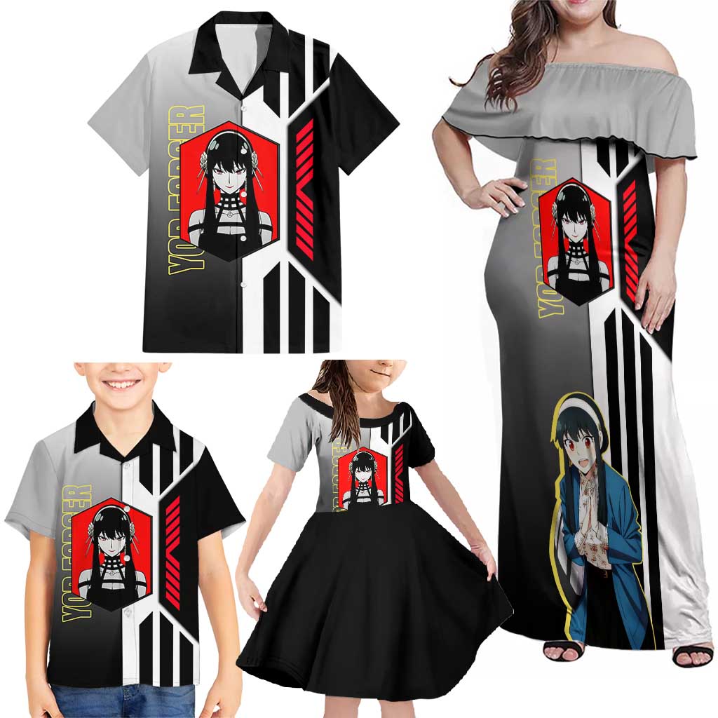 Yor Forger from Spy x Family Family Matching Off Shoulder Maxi Dress and Hawaiian Shirt with Cool Posing and Character Design - The Mazicc