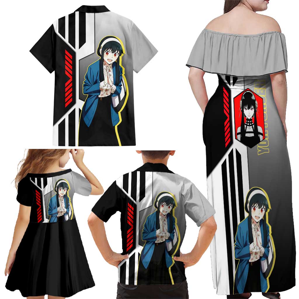 Yor Forger from Spy x Family Family Matching Off Shoulder Maxi Dress and Hawaiian Shirt with Cool Posing and Character Design - The Mazicc