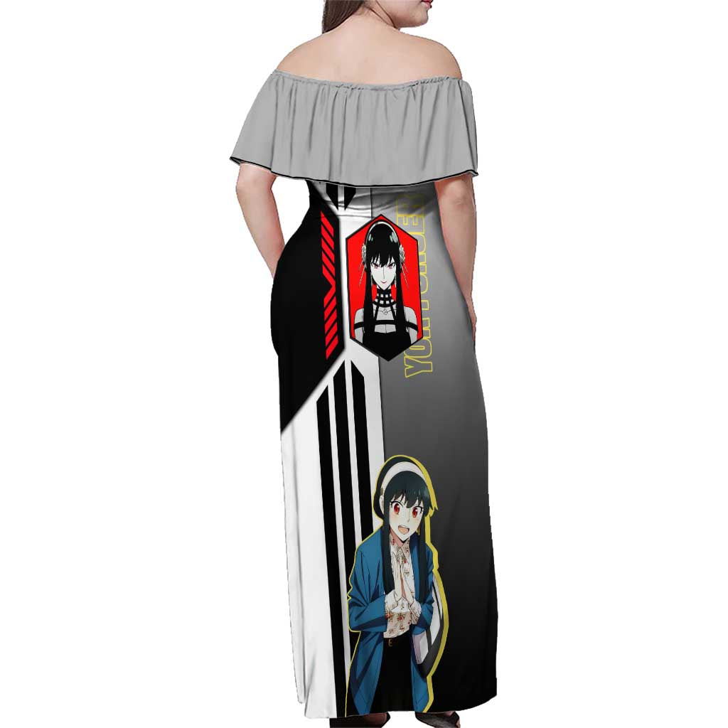 Yor Forger from Spy x Family Family Matching Off Shoulder Maxi Dress and Hawaiian Shirt with Cool Posing and Character Design - The Mazicc