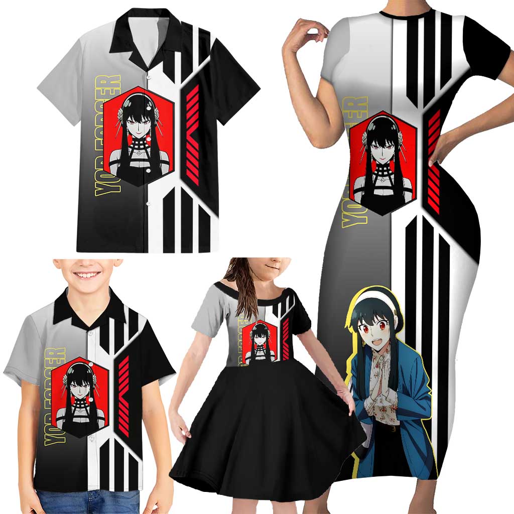 Yor Forger from Spy x Family Family Matching Short Sleeve Bodycon Dress and Hawaiian Shirt with Cool Posing and Character Design - The Mazicc