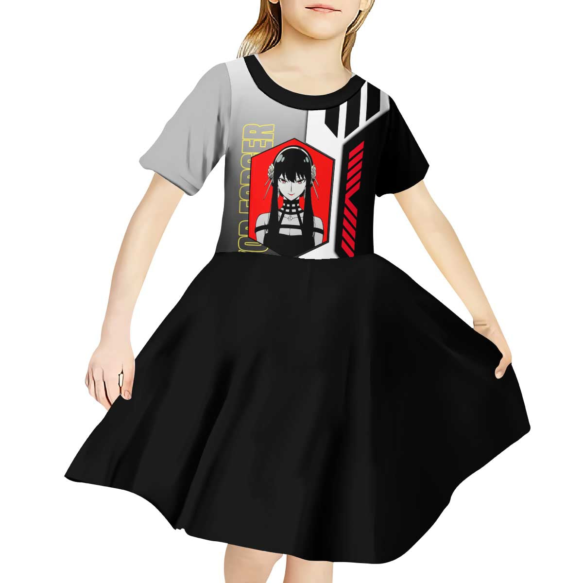 Yor Forger from Spy x Family Kid Short Sleeve Dress with Cool Posing and Character Design - The Mazicc