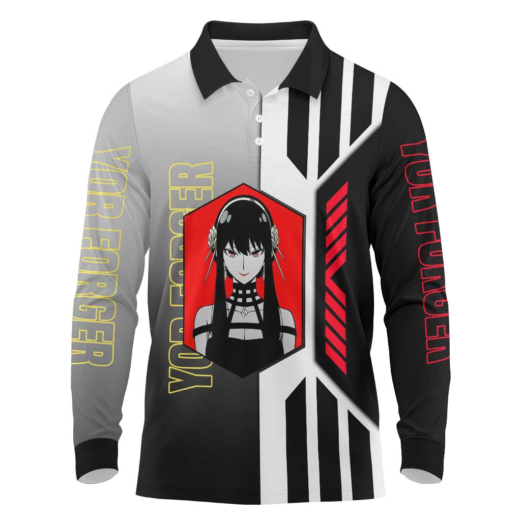 Yor Forger from Spy x Family Long Sleeve Polo Shirt with Cool Posing and Character Design - The Mazicc