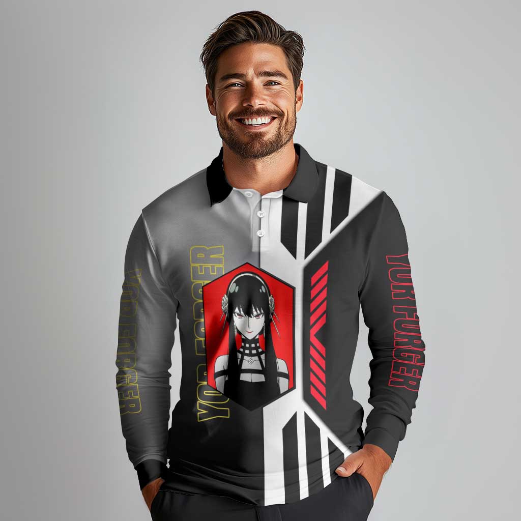 Yor Forger from Spy x Family Long Sleeve Polo Shirt with Cool Posing and Character Design - The Mazicc