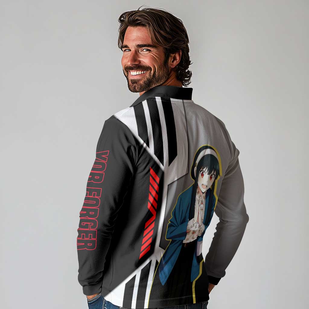 Yor Forger from Spy x Family Long Sleeve Polo Shirt with Cool Posing and Character Design - The Mazicc