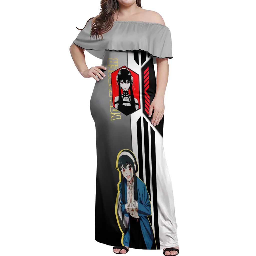 Yor Forger from Spy x Family Off Shoulder Maxi Dress with Cool Posing and Character Design - The Mazicc
