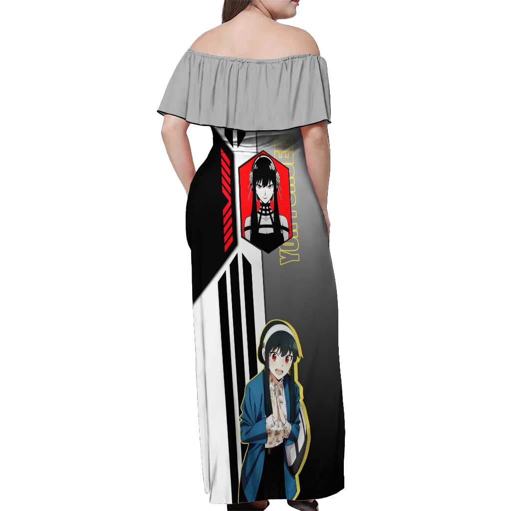 Yor Forger from Spy x Family Off Shoulder Maxi Dress with Cool Posing and Character Design - The Mazicc