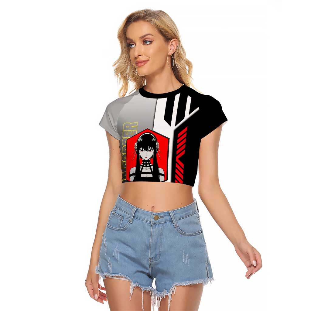 Yor Forger from Spy x Family Raglan Cropped T Shirt with Cool Posing and Character Design - The Mazicc