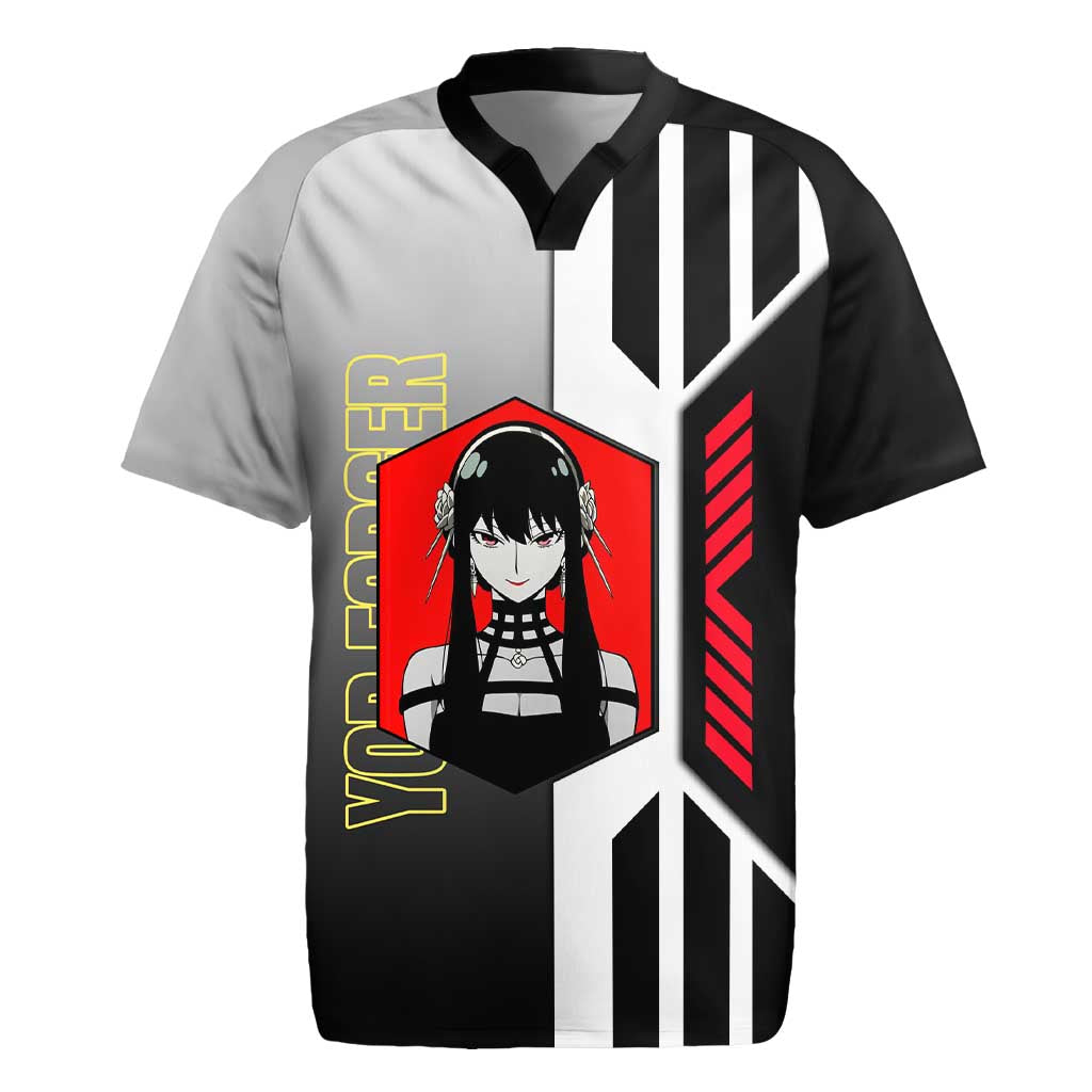 Yor Forger from Spy x Family Rugby Jersey with Cool Posing and Character Design - The Mazicc
