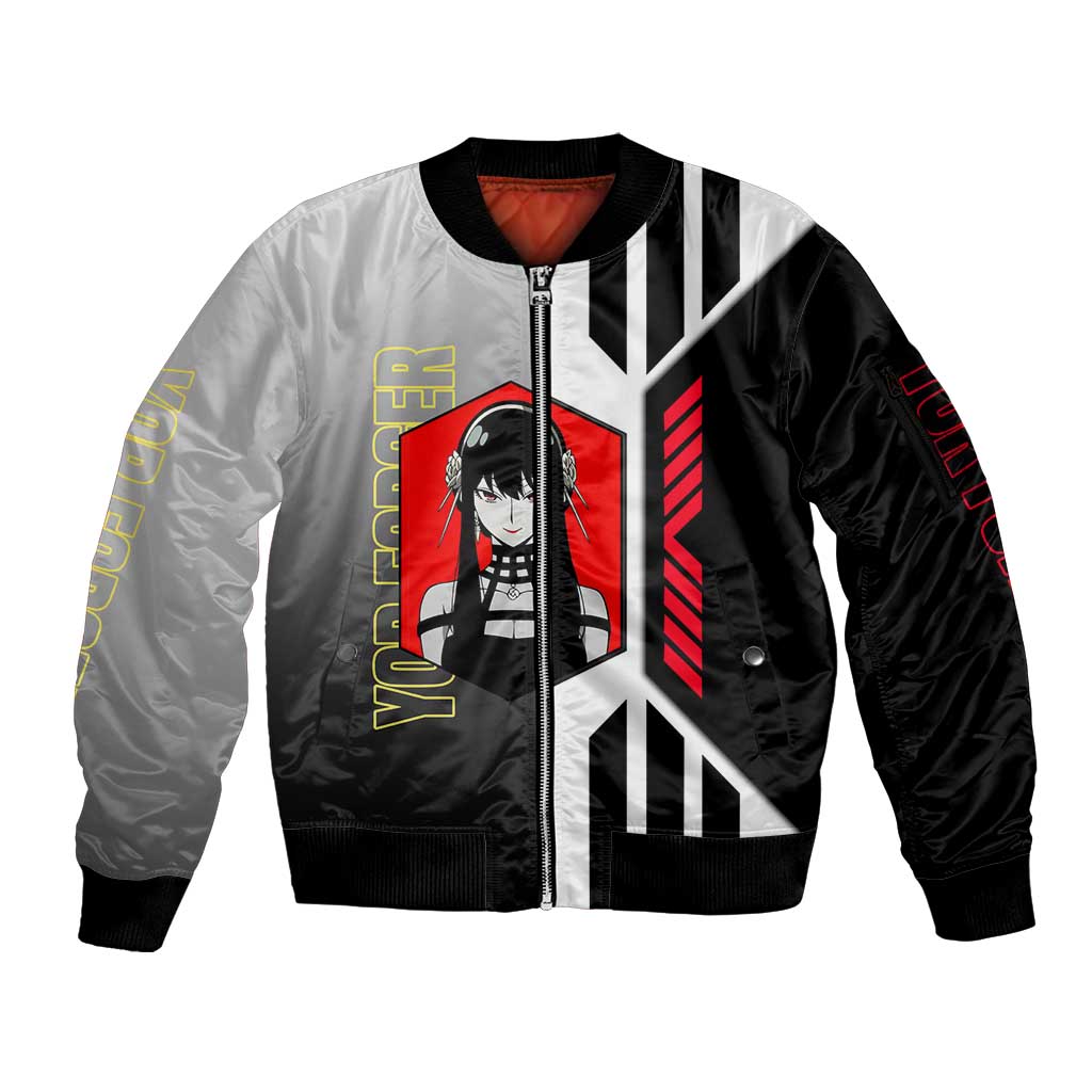 Yor Forger from Spy x Family Sleeve Zip Bomber Jacket with Cool Posing and Character Design - The Mazicc