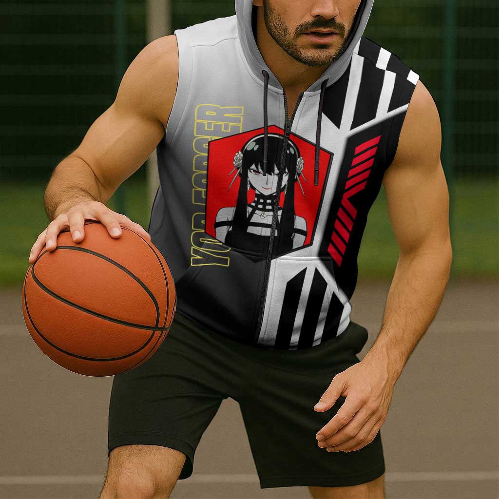 Yor Forger from Spy x Family Sleeveless Zip Hoodie with Cool Posing and Character Design - The Mazicc