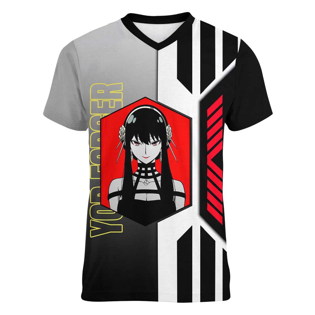 Yor Forger from Spy x Family Women V-Neck T-Shirt with Cool Posing and Character Design - The Mazicc