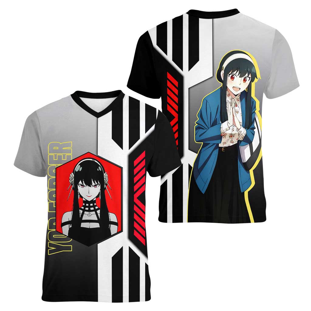 Yor Forger from Spy x Family Women V-Neck T-Shirt with Cool Posing and Character Design - The Mazicc