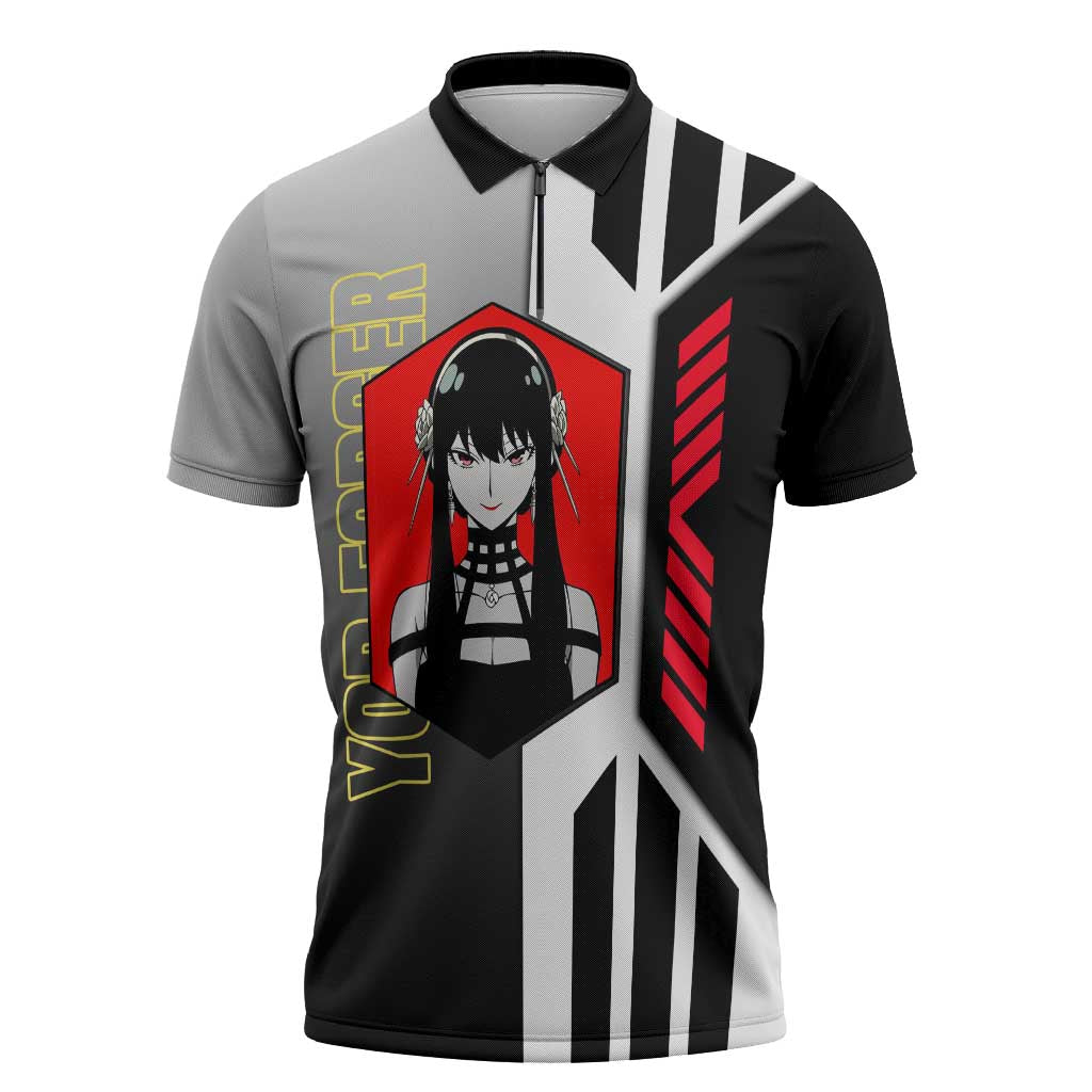 Yor Forger from Spy x Family Zipper Polo Shirt with Cool Posing and Character Design - The Mazicc