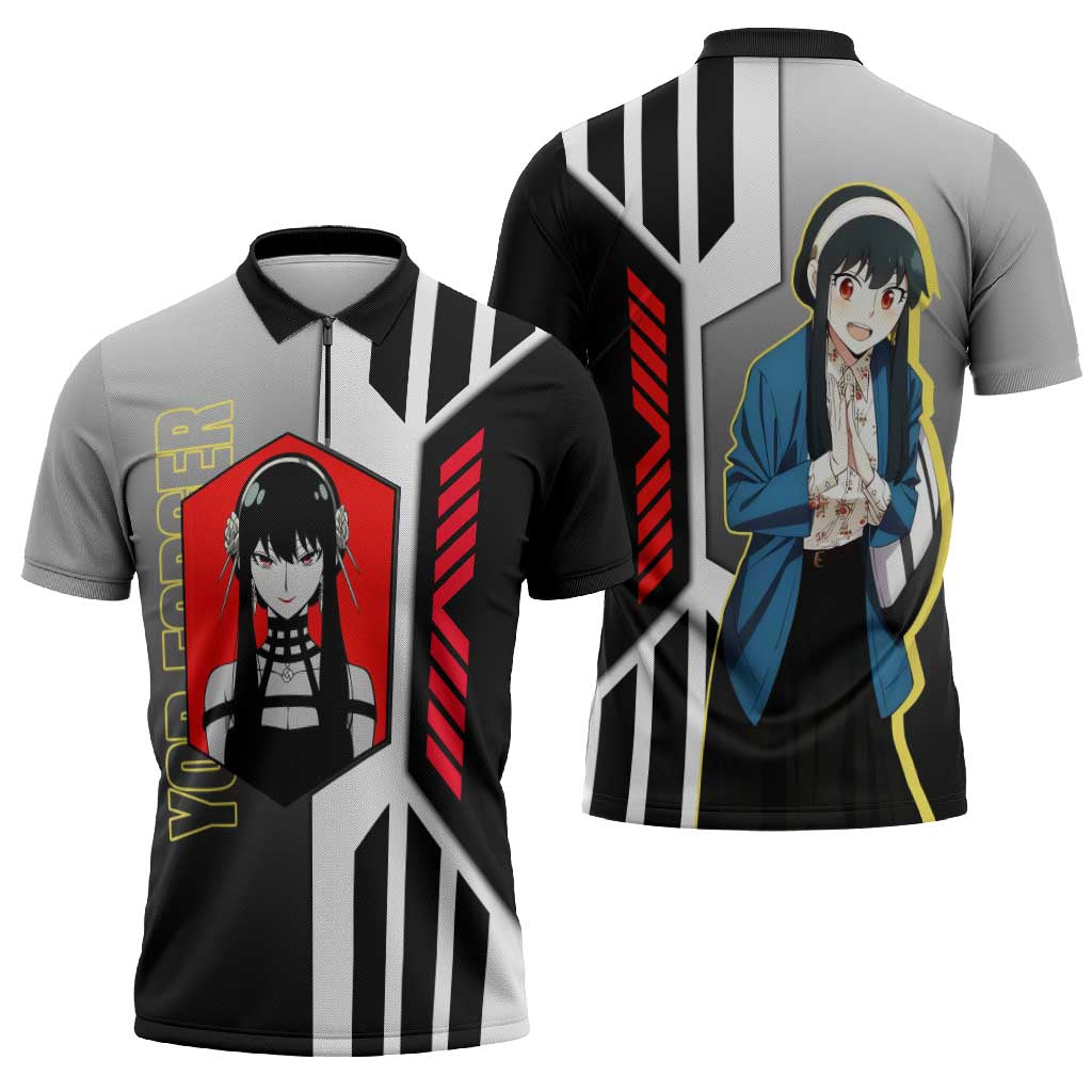 Yor Forger from Spy x Family Zipper Polo Shirt with Cool Posing and Character Design - The Mazicc