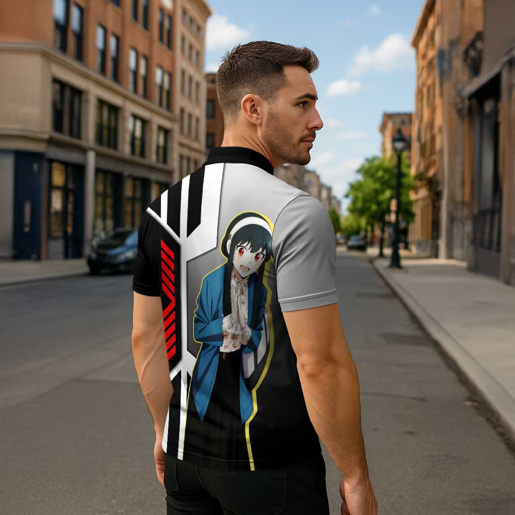 Yor Forger from Spy x Family Zipper Polo Shirt with Cool Posing and Character Design - The Mazicc